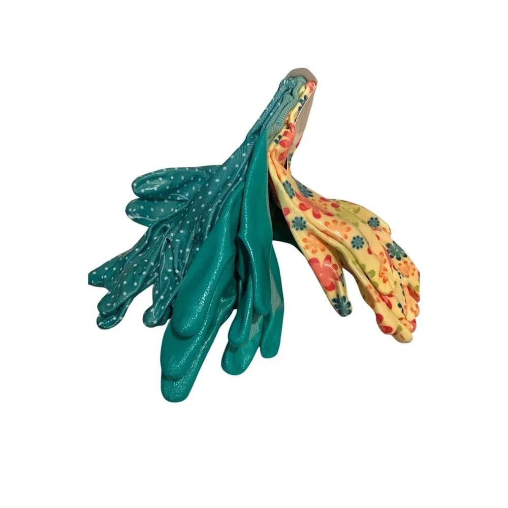 Maple Ridge Ladies Nitrile Coated Garden Gloves Green 3‎ Pack NEW